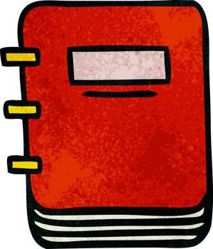 retro grunge texture cartoon of a note book png