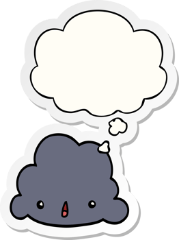 cartoon cloud with thought bubble as a printed sticker png