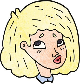 cartoon doodle face of a girl png