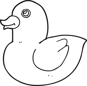hand drawn black and white cartoon rubber duck png