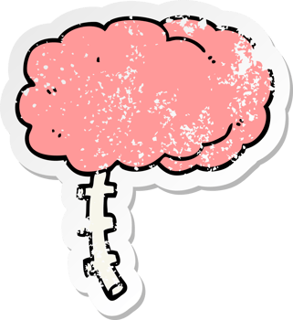 distressed sticker of a cartoon brain png