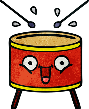 retro grunge texture cartoon of a drum png