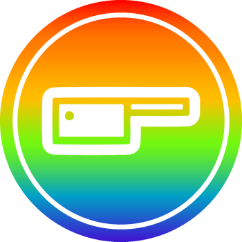 meat cleaver circular icon with rainbow gradient finish png