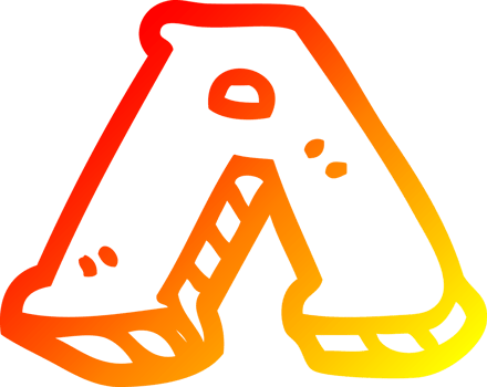 warm gradient line drawing of a cartoon letter a png