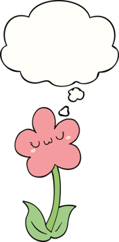 cartoon flower with thought bubble png