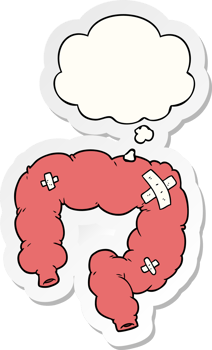 cartoon colon with thought bubble as a printed sticker png