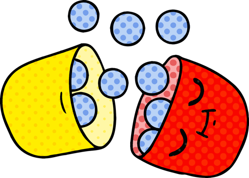 hand drawn cartoon of a smiling pill png