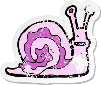 retro distressed sticker of a cartoon snail png
