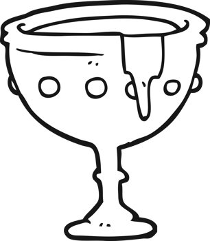 hand drawn black and white cartoon medieval cup png