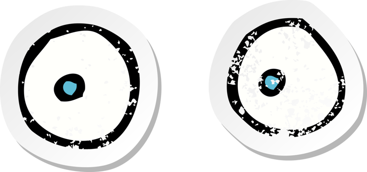 retro distressed sticker of a cartoon eyes drawing png