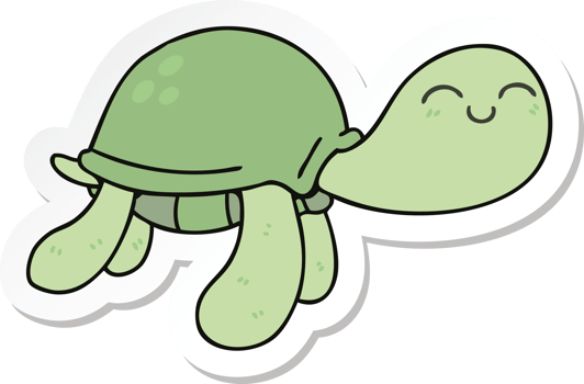 sticker of a quirky hand drawn cartoon turtle png