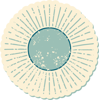 iconic distressed sticker tattoo style image of a sun png