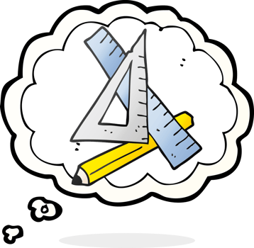 hand drawn thought bubble cartoon pencil and ruler png