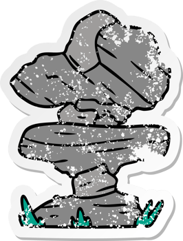 hand drawn distressed sticker cartoon doodle of grey stone boulder png