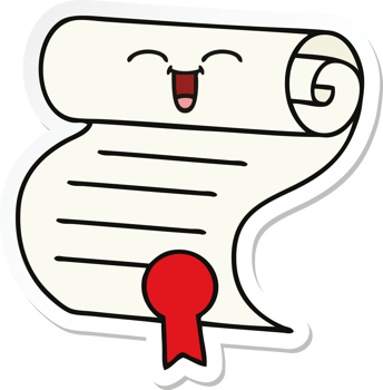 sticker of a cute cartoon contract png