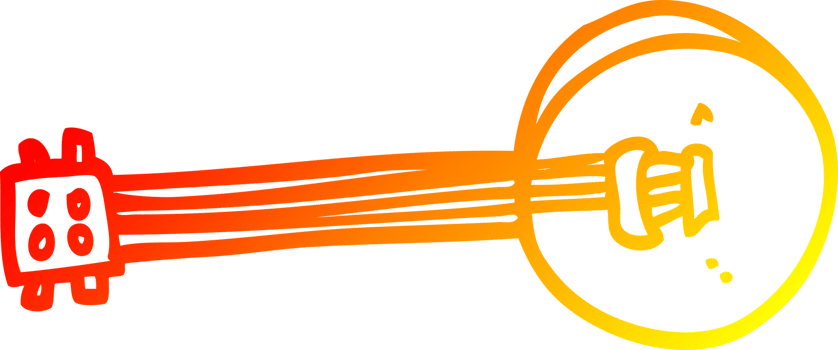 warm gradient line drawing of a cartoon banjo png