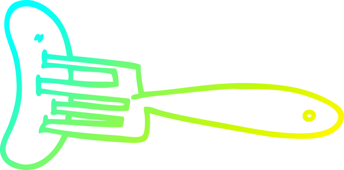 cold gradient line drawing of a cartoon banger on fork png