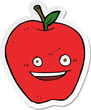 sticker of a cartoon happy apple png