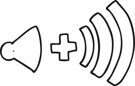 hand drawn black and white cartoon volume symbol png