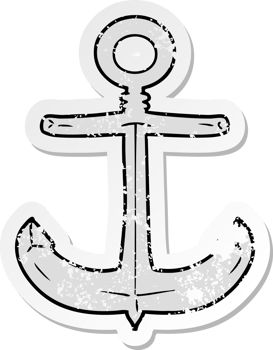 distressed sticker of a cartoon anchor png