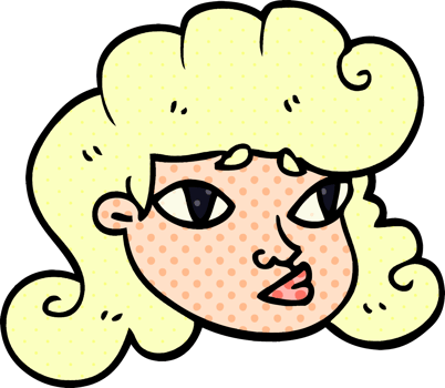 cartoon doodle blond girls face png