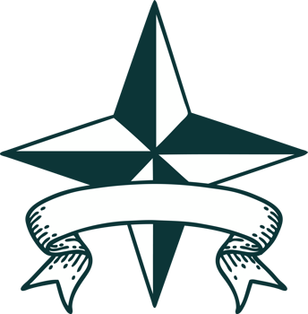 traditional tattoo with banner of a star symbol png