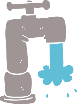 cartoon doodle running faucet png