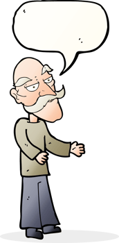 cartoon old man with mustache with speech bubble png