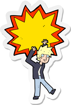 sticker of a cartoon man having awesome idea png