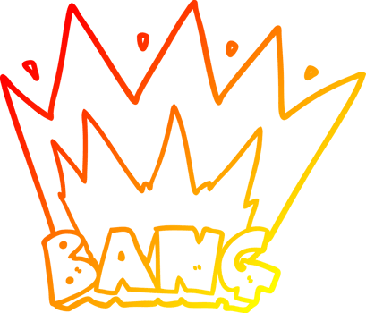 warm gradient line drawing of a cartoon bang sign png