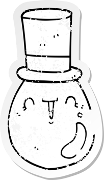 distressed sticker of a cartoon posh egg png