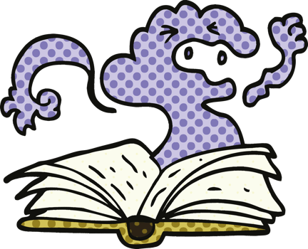 comic book style cartoon spell book png