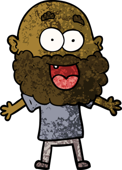 cartoon crazy happy man with beard png