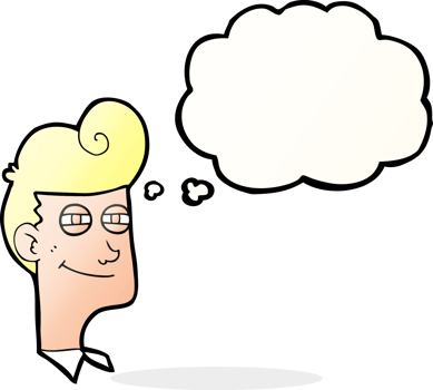 hand drawn thought bubble cartoon smiling man png
