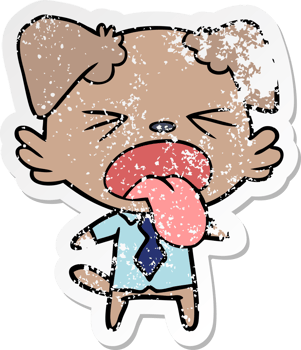 distressed sticker of a cartoon disgusted dog png