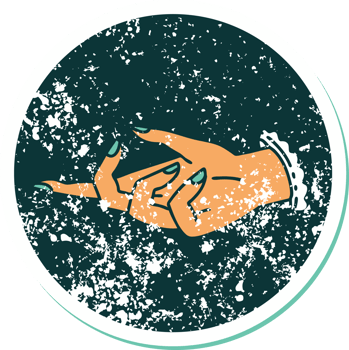 iconic distressed sticker tattoo style image of a hand png