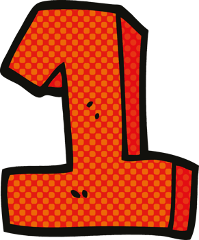 comic book style cartoon number one png