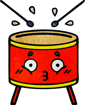 retro grunge texture cartoon of a drum png