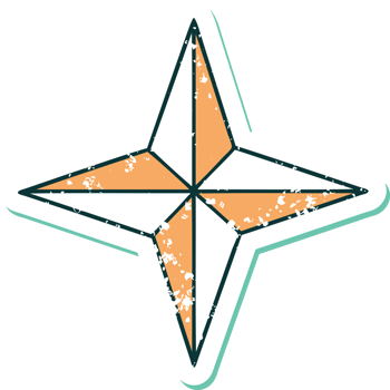 iconic distressed sticker tattoo style image of a star png