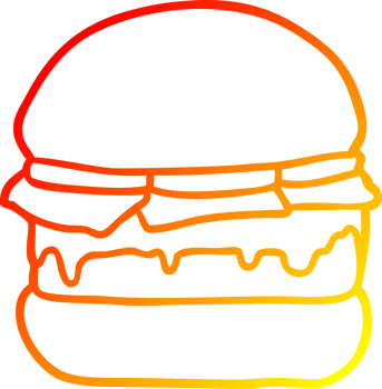 warm gradient line drawing of a stacked burger png