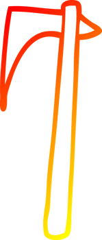 warm gradient line drawing of a cartoon viking axe png
