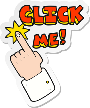 sticker of a click me cartoon sign png