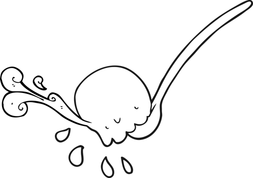 hand drawn black and white cartoon scoop of icecream png
