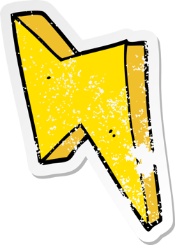 distressed sticker of a cartoon lightning png