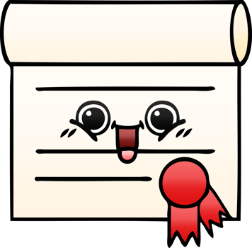 gradient shaded cartoon of a certificate png