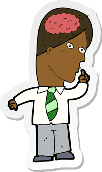 sticker of a cartoon businessman with huge brain png