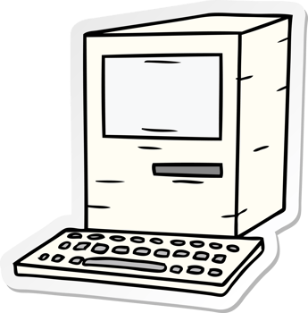 hand drawn sticker cartoon doodle of a computer and keyboard png