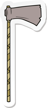 sticker of a cartoon medieval war axe png