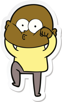 sticker of a cartoon bald man staring png