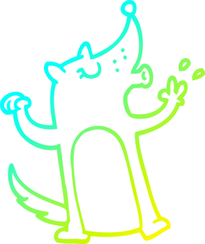 cold gradient line drawing of a cartoon whistling wolf png